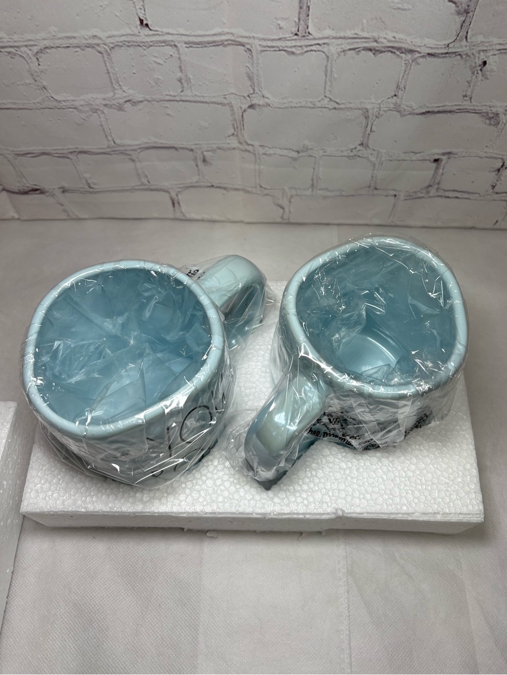 Rae Dunn “You Rock” and “Text Me” Iridescent Light Blue Ceramic Mug Set NIB - Picture 8 of 10